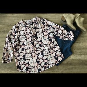 Dalia Navy Blue, White and Pink Floral Tunic